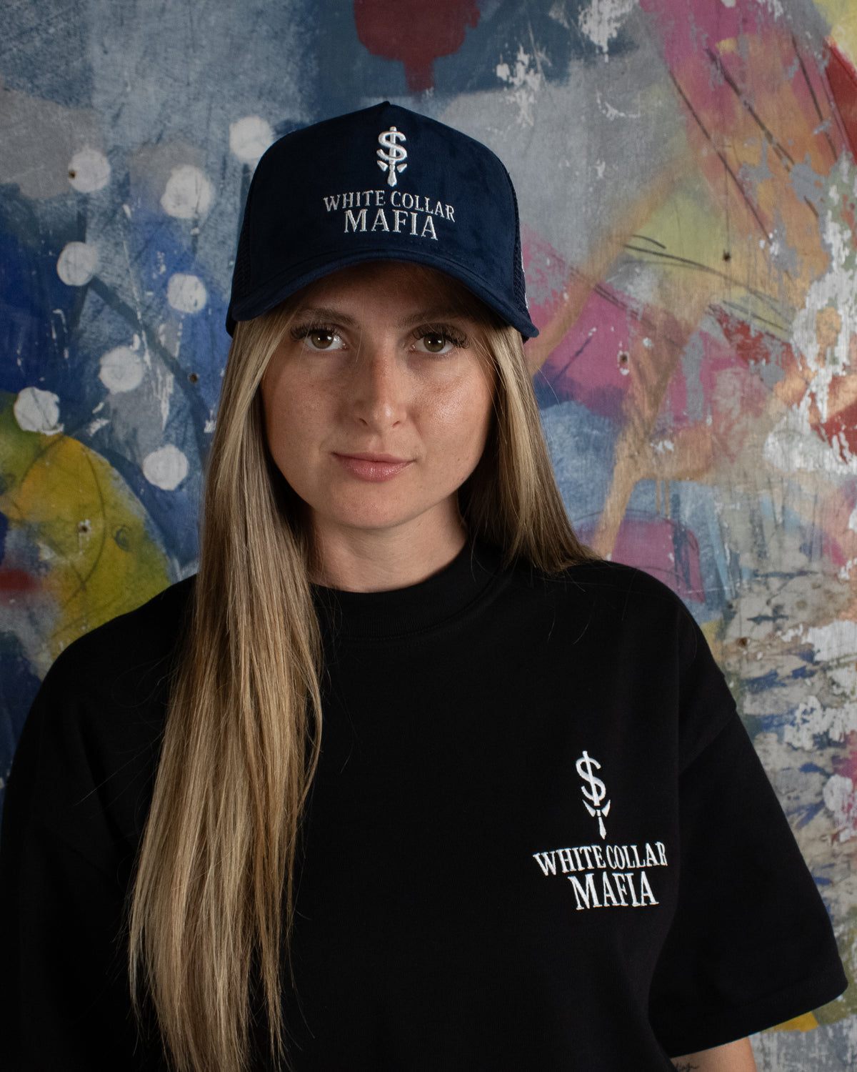 Suede Trucker Cap - Navy
