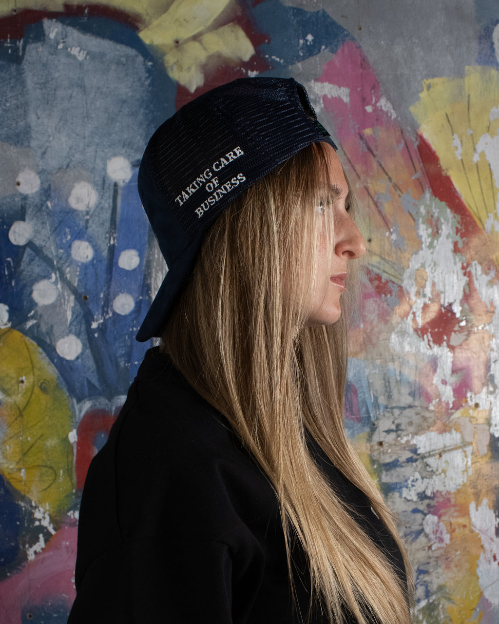 Suede Trucker Cap - Navy