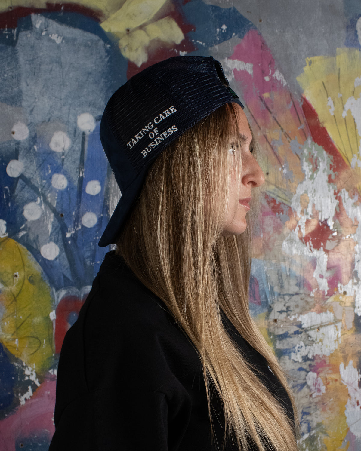 Suede Trucker Cap - Navy