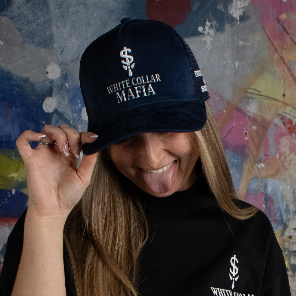 Suede Trucker Cap - Navy