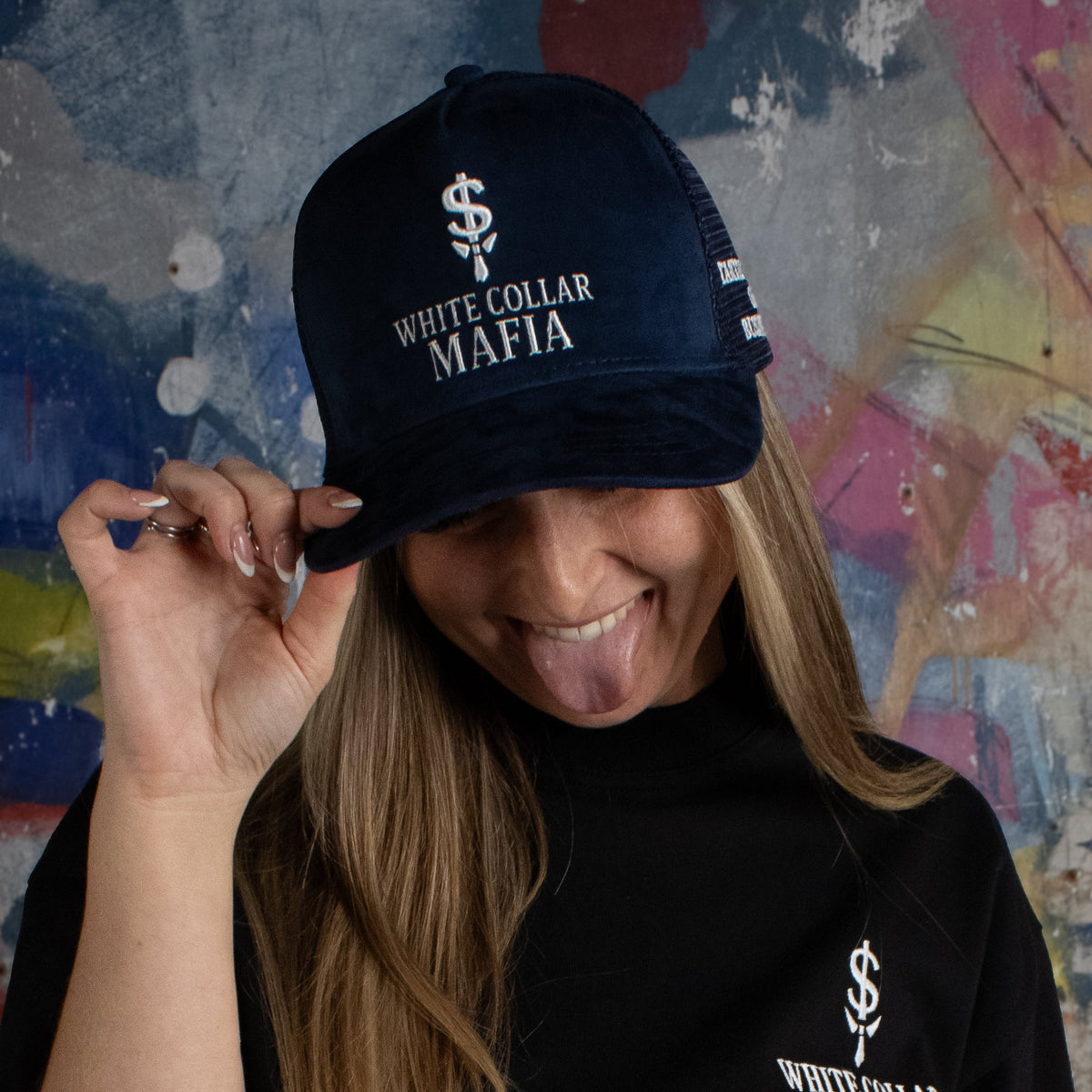 Suede Trucker Cap - Navy