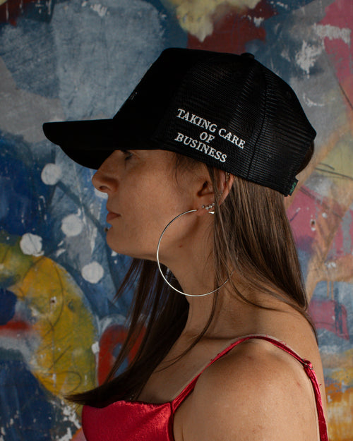 Suede Trucker Cap - Black